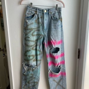 Zara Custom High Waisted Ripped Jeans